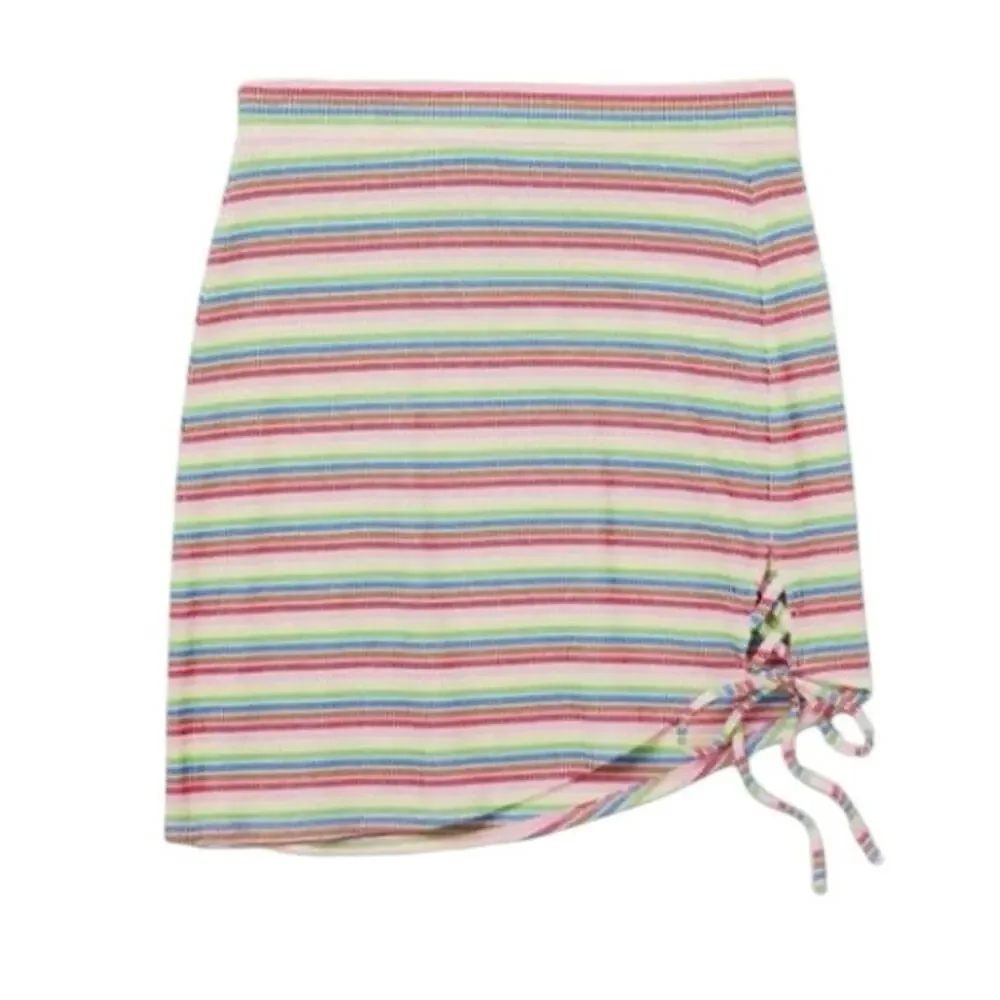 New Target Pride Asymmetrical Rainbow Striped Pull On Mini Skirt Size Large